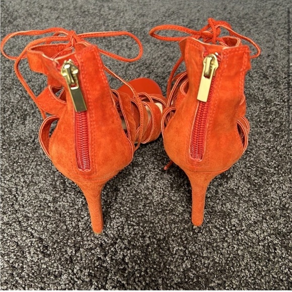 Banana Republic Burnt Orange Suede Lace Up Heels - Picture 4 of 8
